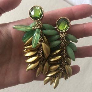 Tory Burch gold and green earrings